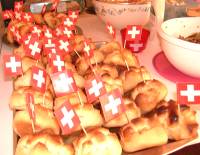 Buns with Swiss flags