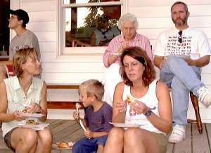 Eating on the porch