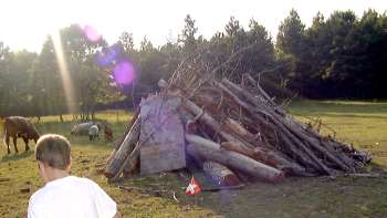 Bonfire wood pile
