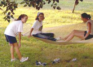 Playing on the hammock