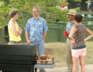 Chatting at the grill