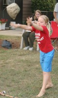 Girl throwing the rock