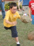 Boy throwing the rock