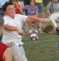 Boy throwing the rock