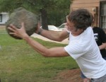 Phillip throwing the rock