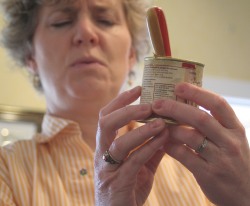 Hilda examining foie gras