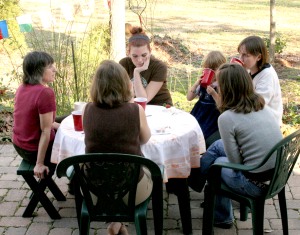 Chatting around table