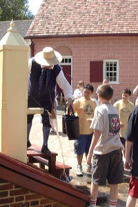 Drawing water for bucket brigade